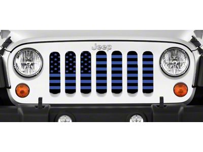 Grille Insert; Black and Blue American Flag (76-86 Jeep CJ5 & CJ7)