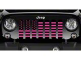 Grille Insert; Black and Hot Pink American Flag (18-24 Jeep Wrangler JL w/o TrailCam)