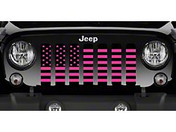 Grille Insert; Black and Hot Pink American Flag (87-95 Jeep Wrangler YJ)