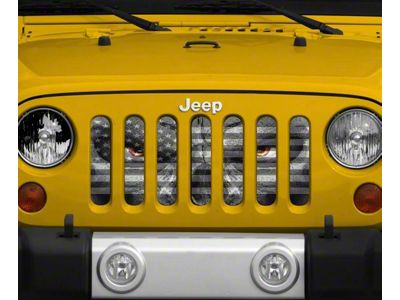 Grille Insert; Black and White Angry Patriot (97-06 Jeep Wrangler TJ)