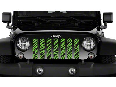 Grille Insert; Black Zebra Print on a Green (18-25 Jeep Wrangler JL)