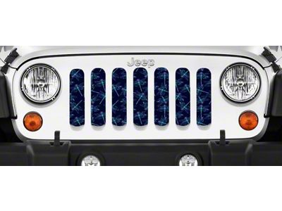 Grille Insert; Blue Dragonflies (18-24 Jeep Wrangler JL w/o TrailCam)