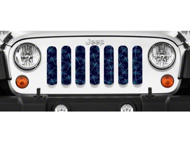 Grille Insert; Blue Dragonflies (87-95 Jeep Wrangler YJ)