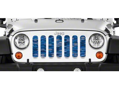 Grille Insert; Blue Mermaid Scales (18-24 Jeep Wrangler JL w/o TrailCam)