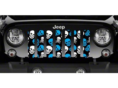 Grille Insert; Blue Skulls (76-86 Jeep CJ5 & CJ7)