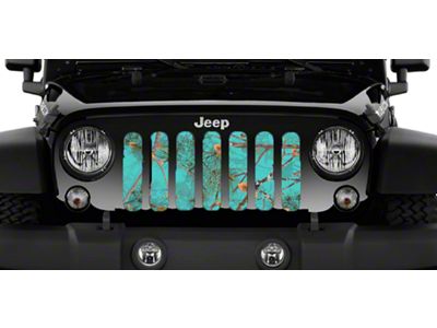 Grille Insert; Dirty Girl Teal Serenity Woodland Camo (07-18 Jeep Wrangler JK)