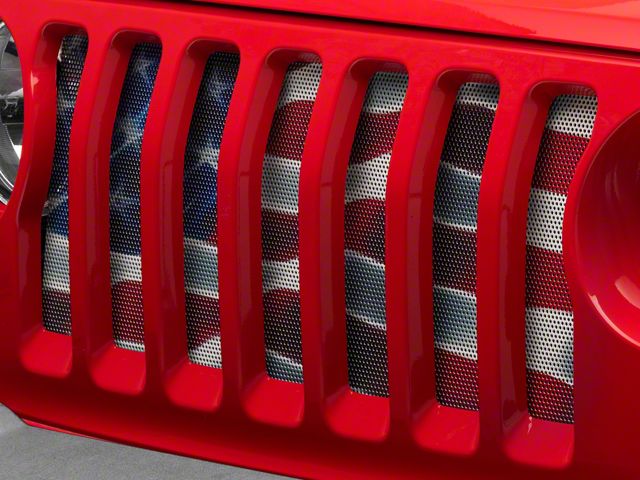 Grille Insert; Freedom American Flag (18-24 Jeep Wrangler JL w/o TrailCam)