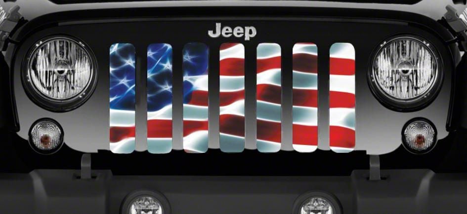 Jeep Wrangler Grille Insert; Freedom American Flag (97-06 Jeep Wrangler ...