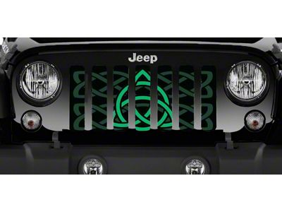 Grille Insert; Green Celtic Knot (18-24 Jeep Wrangler JL w/o TrailCam)