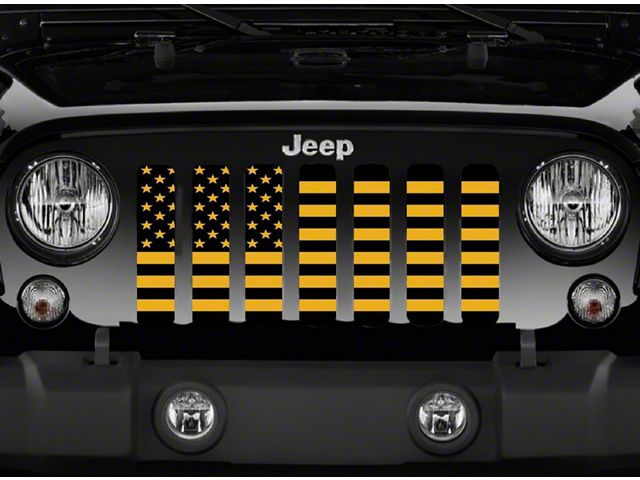 Grille Insert; Hella Yella American Flag (97-06 Jeep Wrangler TJ)