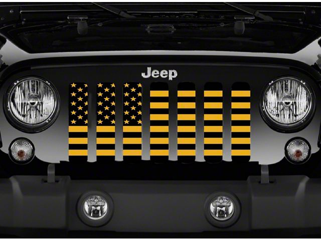 Grille Insert; Hella Yella American Flag (87-95 Jeep Wrangler YJ)