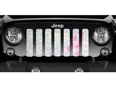 Grille Insert; Iridescent Pink Breast Cancer Ribbon (18-24 Jeep Wrangler JL w/o TrailCam)