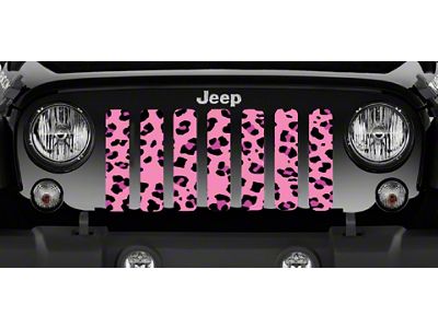 Grille Insert; Lady Leopard Print (18-24 Jeep Wrangler JL w/o TrailCam)