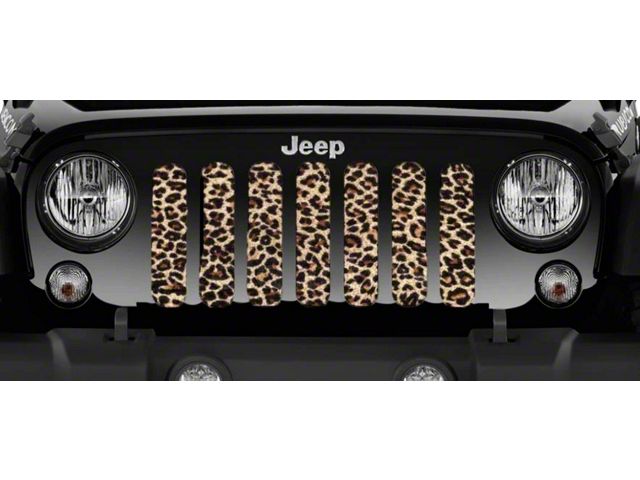 Grille Insert; Leopard Animal Print (18-24 Jeep Wrangler JL w/o TrailCam)