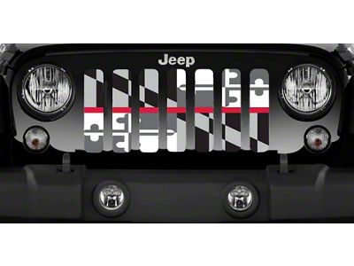 Grille Insert; Maryland Grayscale Flag with Red Line (18-25 Jeep Wrangler JL)