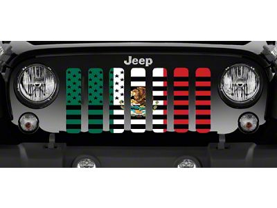 Grille Insert; Mexican American Flag (18-24 Jeep Wrangler JL w/o TrailCam)