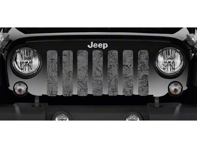 Grille Insert; Moab Topography Map Canyon Lands Gray (97-06 Jeep Wrangler TJ)