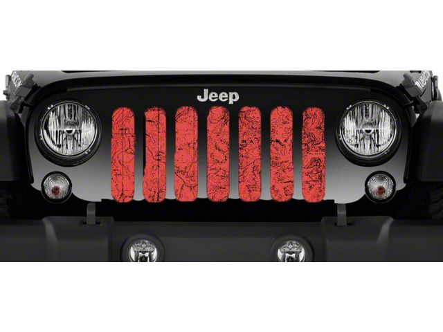 Grille Insert; Moab Topography Map Canyon Lands Red (07-18 Jeep Wrangler JK)