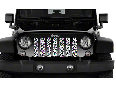 Grille Insert; Mulit Color Leopard Print on White (18-25 Jeep Wrangler JL)