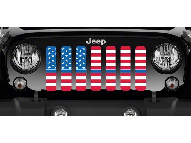 Grille Insert; Old Glory Blue Line (76-86 Jeep CJ5 & CJ7)