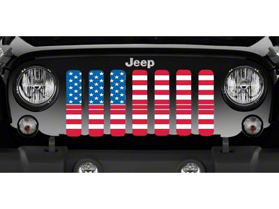 Grille Insert; Old Glory Red Line (18-24 Jeep Wrangler JL w/o TrailCam)