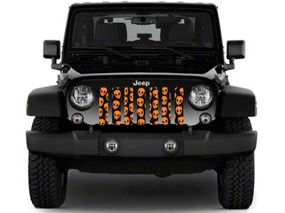 Grille Insert; Orange Alien Heads (18-24 Jeep Wrangler JL w/o TrailCam)
