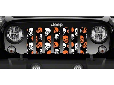 Grille Insert; Orange Skulls (07-18 Jeep Wrangler JK)