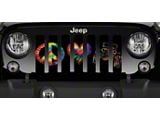 Grille Insert; Peace, Love, Jeep Tie Dye Print (97-06 Jeep Wrangler TJ)