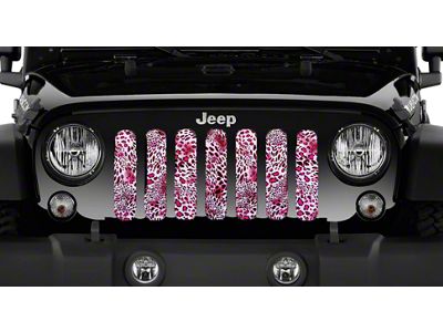 Grille Insert; Pink Leopard Print (18-24 Jeep Wrangler JL w/o TrailCam)