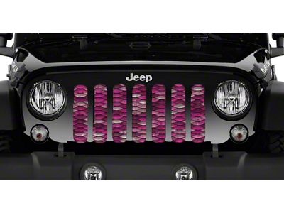 Grille Insert; Pink Mermaid Scales (18-24 Jeep Wrangler JL w/o TrailCam)