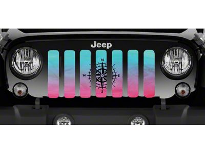 Grille Insert; Pink and Teal Ombre Compass (76-86 Jeep CJ5 & CJ7)