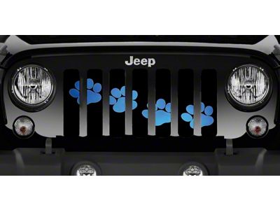 Grille Insert; Puppy Paw Prints Blue Diagonal (76-86 Jeep CJ5 & CJ7)