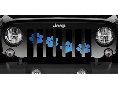 Grille Insert; Puppy Paw Prints Blue Diagonal (07-18 Jeep Wrangler JK)