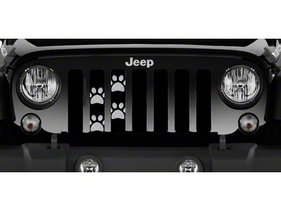 Grille Insert; Puppy Paw Prints Gray (97-06 Jeep Wrangler TJ)