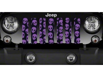 Grille Insert; Purple Alien Heads on Black (18-25 Jeep Wrangler JL)