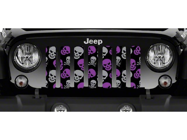 Grille Insert; Purple and Gray Skulls (07-18 Jeep Wrangler JK)