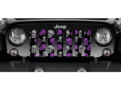 Grille Insert; Purple and Gray Skulls (97-06 Jeep Wrangler TJ)