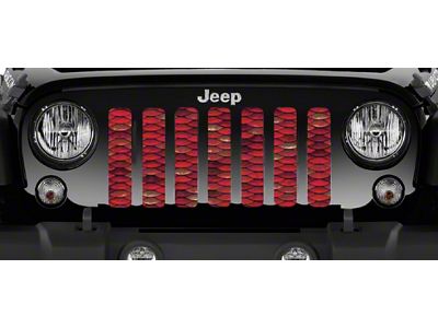Grille Insert; Red Mermaid Scales (18-24 Jeep Wrangler JL w/o TrailCam)