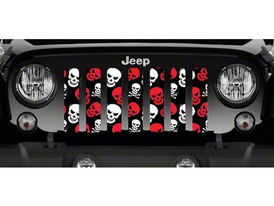 Grille Insert; Red Skulls (18-24 Jeep Wrangler JL w/o TrailCam)