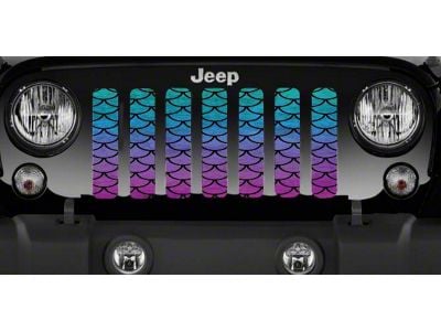 Grille Insert; Teal Ombre Mermaid Scales (07-18 Jeep Wrangler JK)