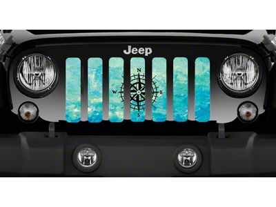 Grille Insert; Teal Swirl Compass (76-86 Jeep CJ5 & CJ7)