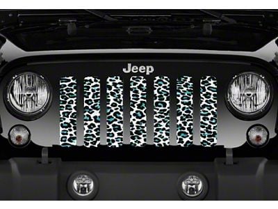 Grille Insert; Teal White Leopard (97-06 Jeep Wrangler TJ)