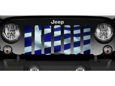 Grille Insert; Waving Greek Flag (18-24 Jeep Wrangler JL w/o TrailCam)