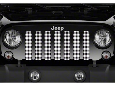 Grille Insert; White Buffalo Plaid (76-86 Jeep CJ5 & CJ7)