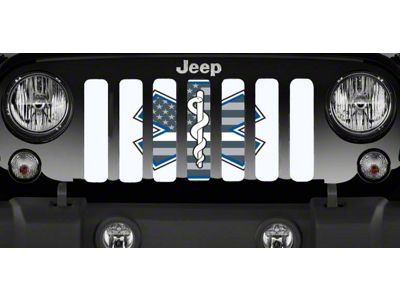 Grille Insert; White EMS Shield (76-86 Jeep CJ5 & CJ7)