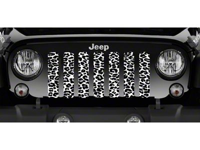 Grille Insert; White Leopard Print (18-24 Jeep Wrangler JL w/o TrailCam)