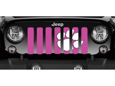 Grille Insert; White Tiger Paw Print Hot Pink (76-86 Jeep CJ5 & CJ7)