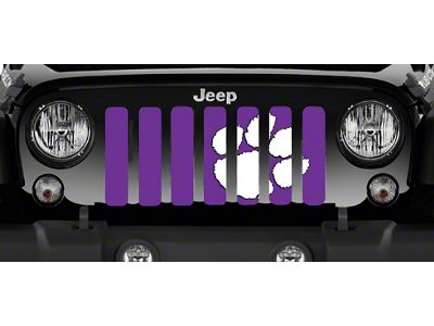 Grille Insert; White Tiger Paw Print Purple (97-06 Jeep Wrangler TJ)