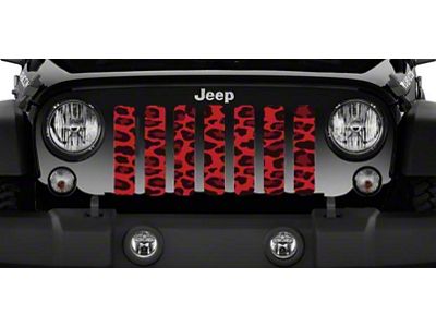 Grille Insert; Wild Red Leopard Print (18-24 Jeep Wrangler JL w/o TrailCam)