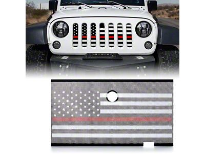 Grille Insert with Lock Hole; Red Stripe US Flag (07-18 Jeep Wrangler JK)